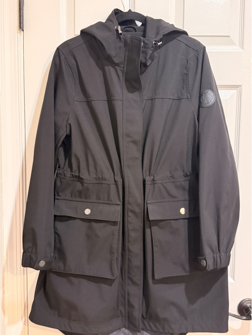 DKNY black hooded parka